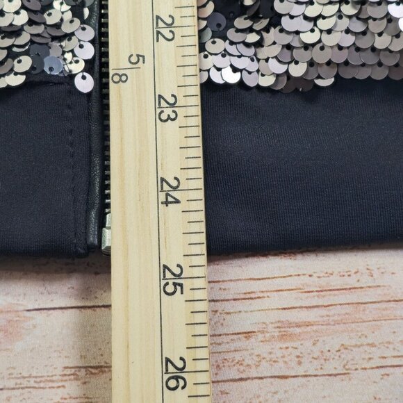 Guess Womens Sequin Bomber Jacket Black & Rose Gold Size Small - Picture 9 of 10